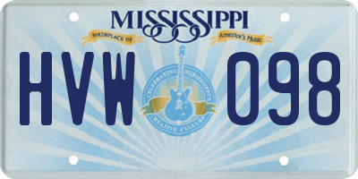 MS license plate HVW098