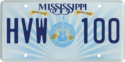 MS license plate HVW100