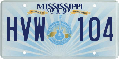 MS license plate HVW104