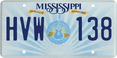 MS license plate HVW138
