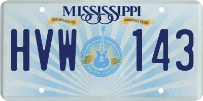 MS license plate HVW143