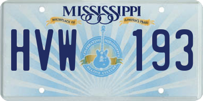 MS license plate HVW193