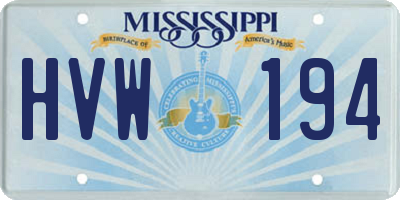 MS license plate HVW194