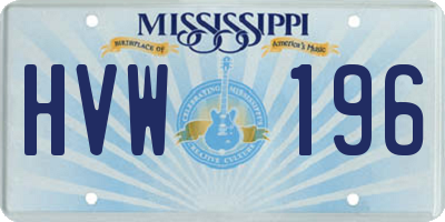 MS license plate HVW196