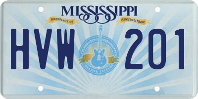 MS license plate HVW201