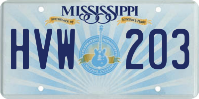MS license plate HVW203