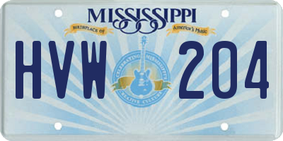 MS license plate HVW204