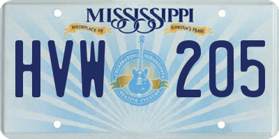 MS license plate HVW205