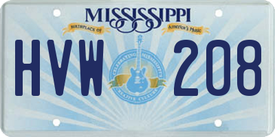 MS license plate HVW208