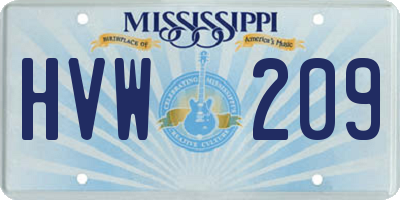 MS license plate HVW209