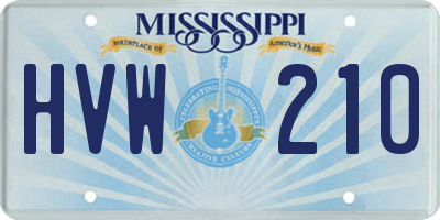 MS license plate HVW210
