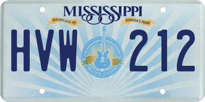 MS license plate HVW212