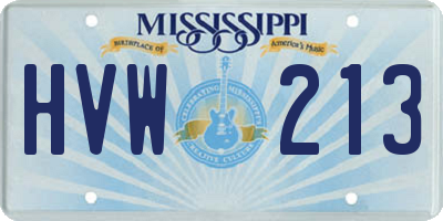 MS license plate HVW213