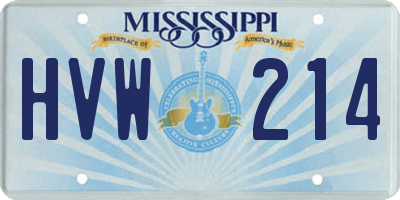 MS license plate HVW214