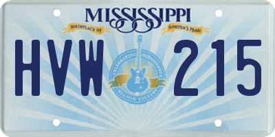 MS license plate HVW215