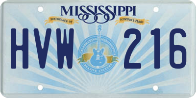MS license plate HVW216