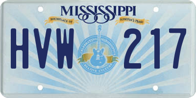 MS license plate HVW217