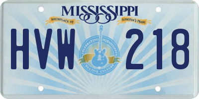MS license plate HVW218