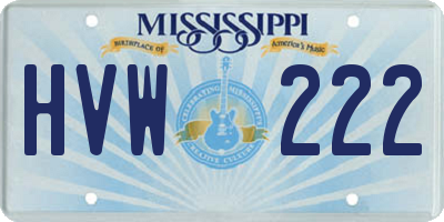 MS license plate HVW222