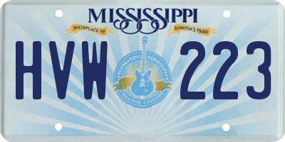 MS license plate HVW223