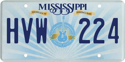 MS license plate HVW224