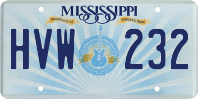 MS license plate HVW232