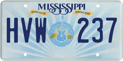 MS license plate HVW237