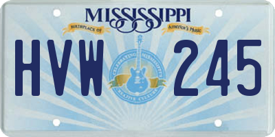 MS license plate HVW245