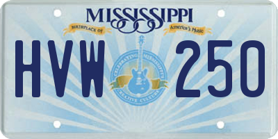 MS license plate HVW250