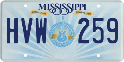 MS license plate HVW259