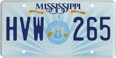 MS license plate HVW265
