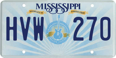 MS license plate HVW270