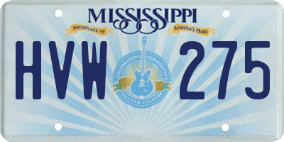 MS license plate HVW275