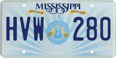 MS license plate HVW280