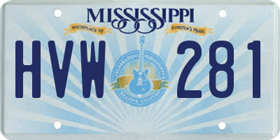 MS license plate HVW281