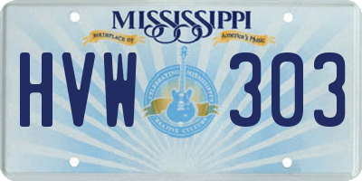 MS license plate HVW303