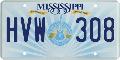 MS license plate HVW308