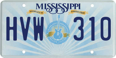 MS license plate HVW310