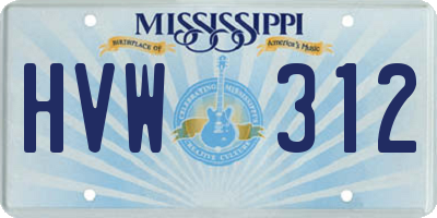 MS license plate HVW312