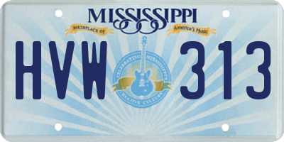 MS license plate HVW313