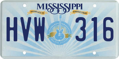 MS license plate HVW316