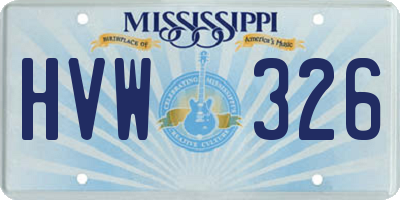 MS license plate HVW326