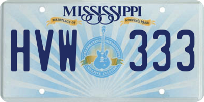 MS license plate HVW333