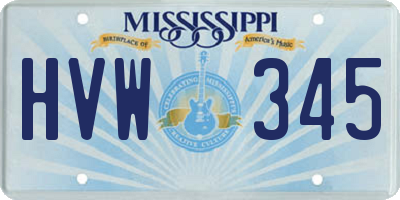 MS license plate HVW345