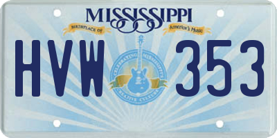 MS license plate HVW353