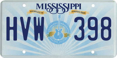 MS license plate HVW398