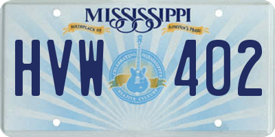 MS license plate HVW402