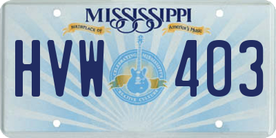 MS license plate HVW403