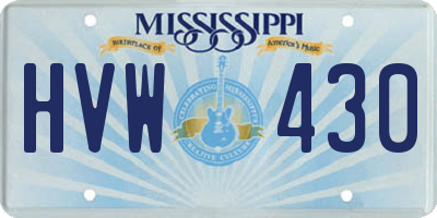 MS license plate HVW430