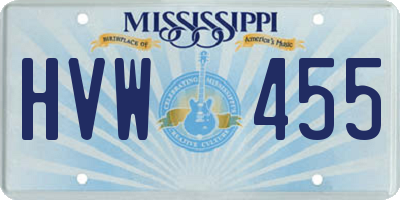MS license plate HVW455
